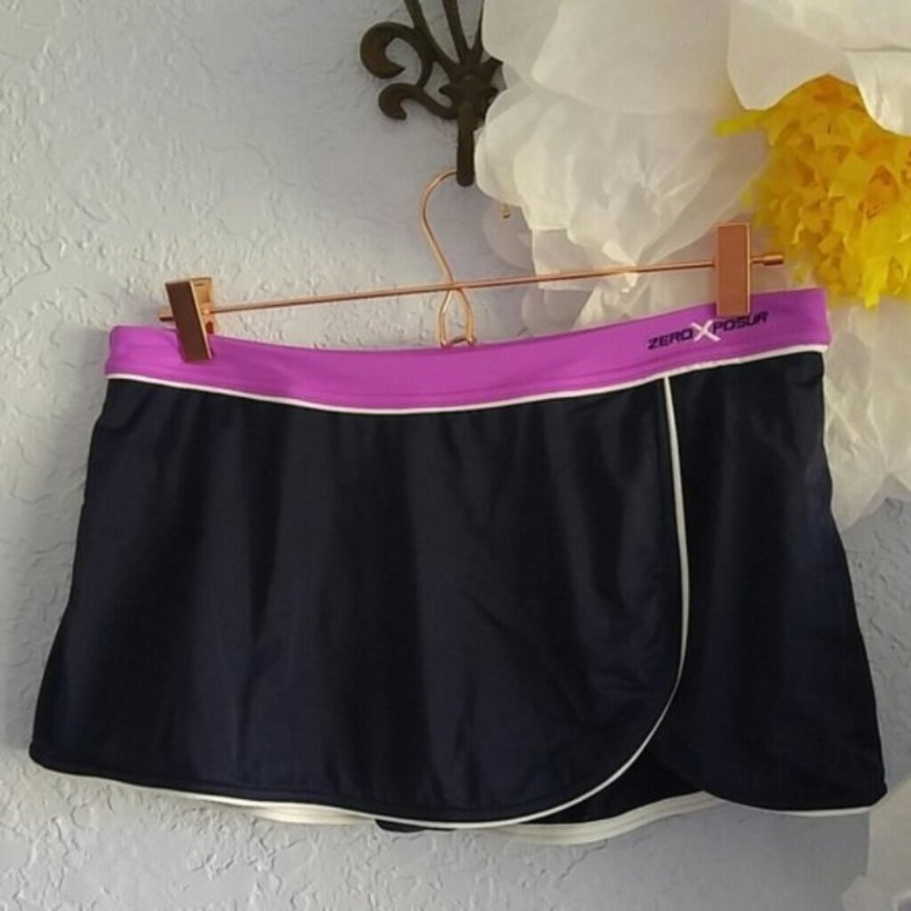 ZeroXposur Navy Blue & Purple Swim Skirt SZ 14